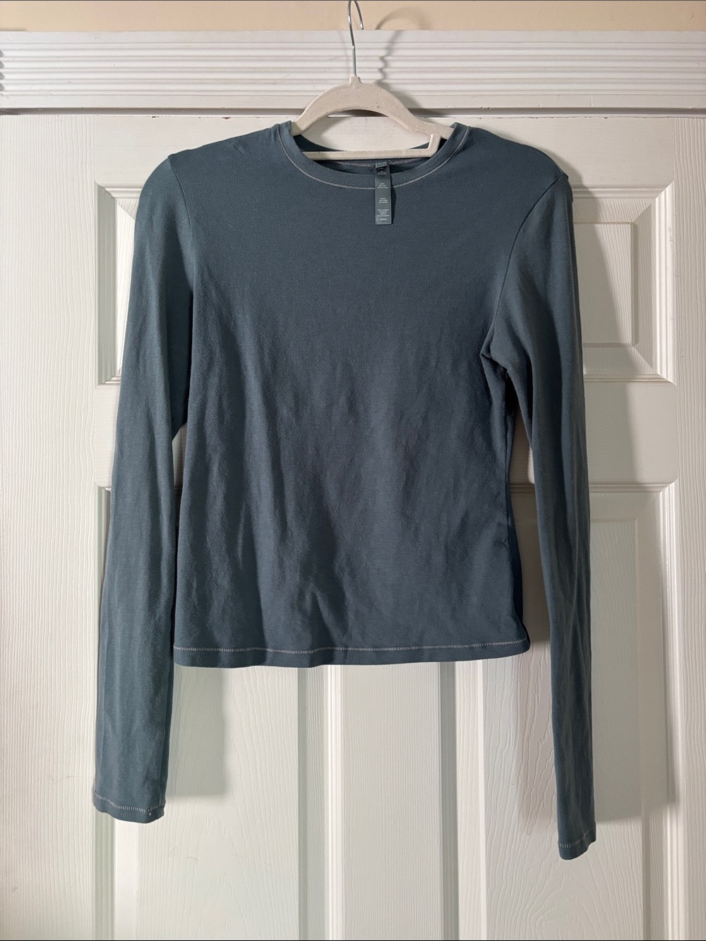 SKIMS Long Sleeve Crewneck Top - Slate Blue